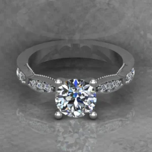 Round Cut Moissanite Solitaire Diamond Vintage Engagement Ring, Moissanite Wedding Ring, Silver Moissanite Diamond Women Ring, Proposal Gold Ring For Her