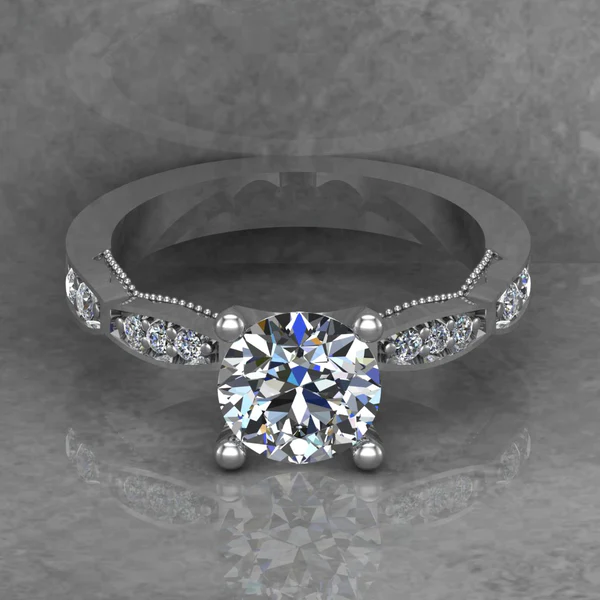 Round Cut Moissanite Solitaire Diamond Vintage Engagement Ring, Moissanite Wedding Ring, Silver Moissanite Diamond Women Ring, Proposal Gold Ring For Her