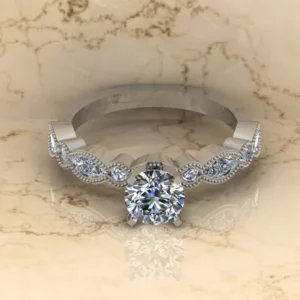 Round Moissanite Solitaire Diamond Vintage Engagement Ring, Moissanite Wedding Ring, Silver Moissanite Diamond Women Ring, Proposal Gold Ring For Her