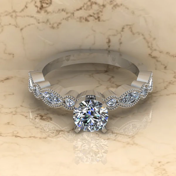 Round Moissanite Solitaire Diamond Vintage Engagement Ring, Moissanite Wedding Ring, Silver Moissanite Diamond Women Ring, Proposal Gold Ring For Her