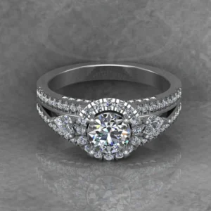 Round & Pear Moissanite Halo Diamond Vintage Engagement Ring, Moissanite Wedding Ring, Silver Moissanite Diamond Women Ring, Proposal Gold Ring For Her