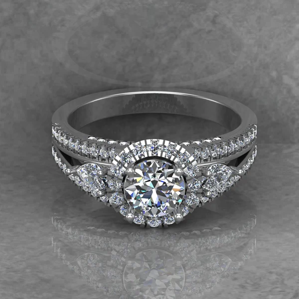 Round & Pear Moissanite Halo Diamond Vintage Engagement Ring, Moissanite Wedding Ring, Silver Moissanite Diamond Women Ring, Proposal Gold Ring For Her