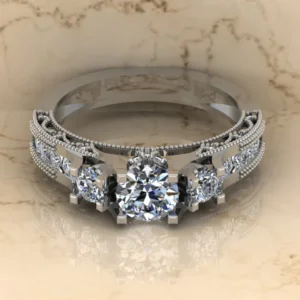 Round Moissanite Solitaire Diamond Vintage Engagement Ring, Moissanite Wedding Ring, Silver Moissanite Diamond Women Ring, Proposal Gold Ring For Her