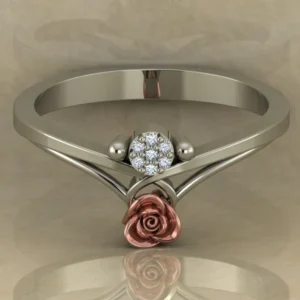 Round Moissanite Diamond Rose Shape Engagement Ring, Moissanite Diamond Engagement Ring, Sterling Silver Wedding Ring For Bridal, Solid Gold Anniversary Ring Gift For Her