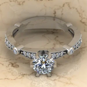 Round Moissanite Solitaire Diamond Vintage Engagement Ring, Moissanite Wedding Ring, Silver Moissanite Diamond Women Ring, Proposal Gold Ring For Her