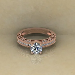 Round Cut Moissanite Solitaire Diamond Vintage Engagement Ring, Moissanite Wedding Ring, Silver Moissanite Diamond Women Ring, Proposal Gold Ring For Her