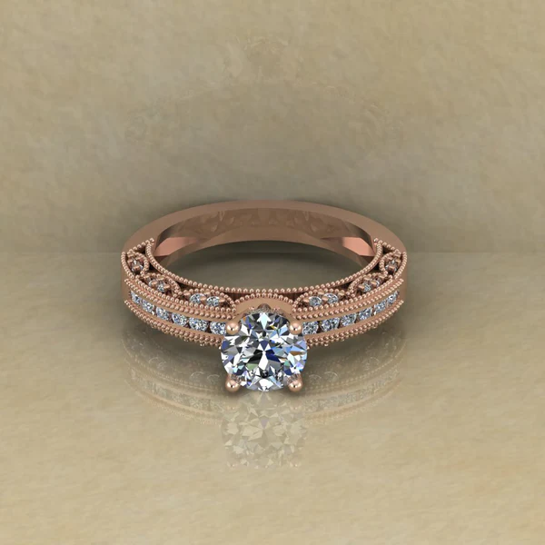 Round Cut Moissanite Solitaire Diamond Vintage Engagement Ring, Moissanite Wedding Ring, Silver Moissanite Diamond Women Ring, Proposal Gold Ring For Her