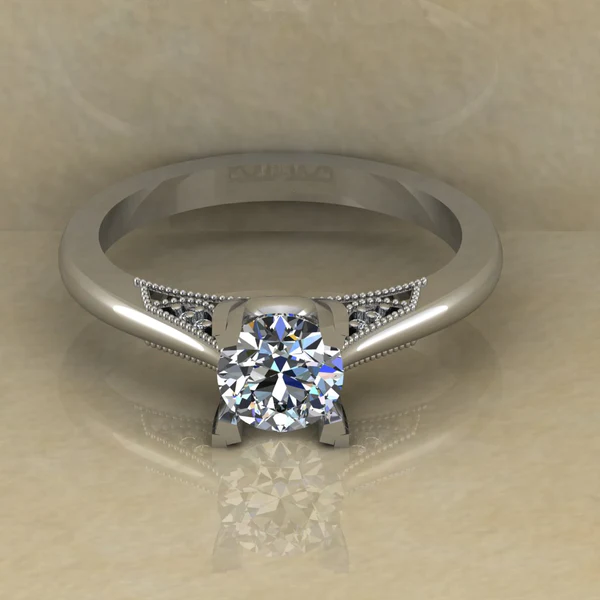 Round Cut Moissanite Solitaire Diamond Vintage Engagement Ring, Moissanite Wedding Ring, Silver Moissanite Diamond Women Ring, Proposal Gold Ring For Her