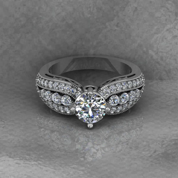 Round Moissanite Solitaire Diamond Vintage Engagement Ring, Moissanite Wedding Ring, Silver Moissanite Diamond Women Ring, Proposal Gold Ring For Her