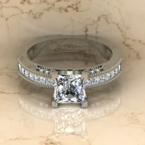 Princess Moissanite Solitaire Diamond Vintage Engagement Ring, Moissanite Wedding Ring, Silver Moissanite Diamond Women Ring, Proposal Gold Ring For Her