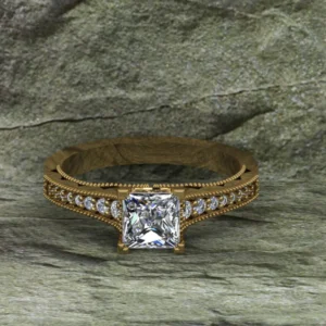 Princess Cut Moissanite Solitaire Diamond Vintage Engagement Ring, Moissanite Wedding Ring, Silver Moissanite Diamond Women Ring, Proposal Gold Ring For Her