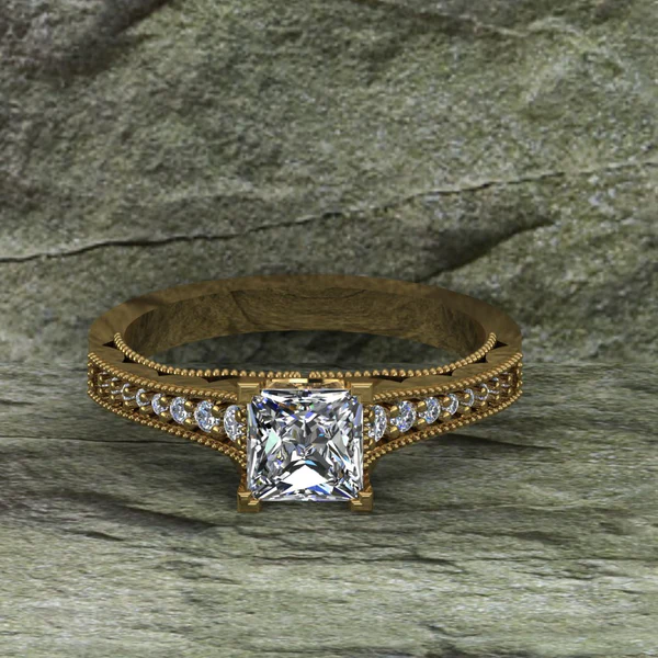 Princess Cut Moissanite Solitaire Diamond Vintage Engagement Ring, Moissanite Wedding Ring, Silver Moissanite Diamond Women Ring, Proposal Gold Ring For Her