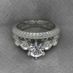 Round Moissanite Solitaire Diamond Vintage Engagement Ring, Moissanite Wedding Ring, Silver Moissanite Diamond Women Ring, Proposal Gold Ring For Her