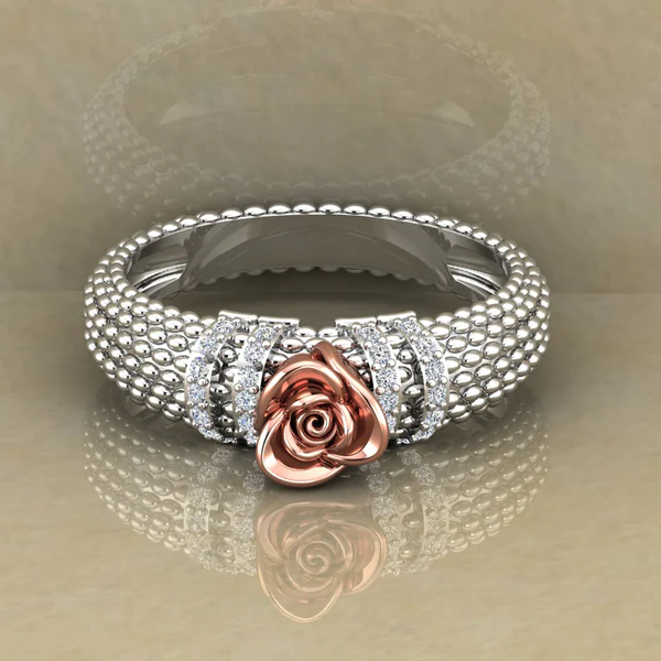 Round Moissanite Diamond Rose Shape Engagement Ring, Moissanite Diamond Engagement Ring, Sterling Silver Wedding Ring For Bridal, Solid Gold Anniversary Ring Gift For Her