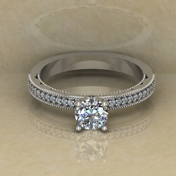 Round Cut Moissanite Solitaire Diamond Vintage Engagement Ring, Moissanite Wedding Ring, Silver Moissanite Diamond Women Ring, Proposal Gold Ring For Her