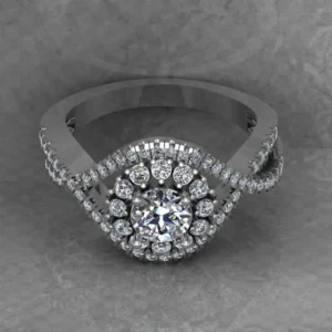 Round Moissanite Halo Diamond Vintage Engagement Ring, Moissanite Wedding Ring, Silver Moissanite Diamond Women Ring, Proposal Gold Ring For Her