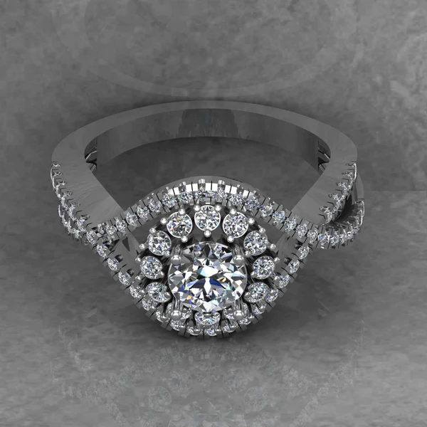 Round Moissanite Halo Diamond Vintage Engagement Ring, Moissanite Wedding Ring, Silver Moissanite Diamond Women Ring, Proposal Gold Ring For Her