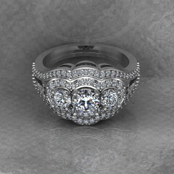 01_b2e8990e-0653-4d6e-a070-8d7bf1f019d2_600x600 Round Moissanite 3 Stone Halo Diamond Vintage Engagement Ring, Moissanite Wedding Ring, Silver Moissanite Diamond Women Ring, Proposal Gold Ring For Her