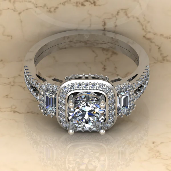 Round Moissanite Halo Diamond Vintage Engagement Ring, Moissanite Wedding Ring, Silver Moissanite Diamond Women Ring, Proposal Gold Ring For Her