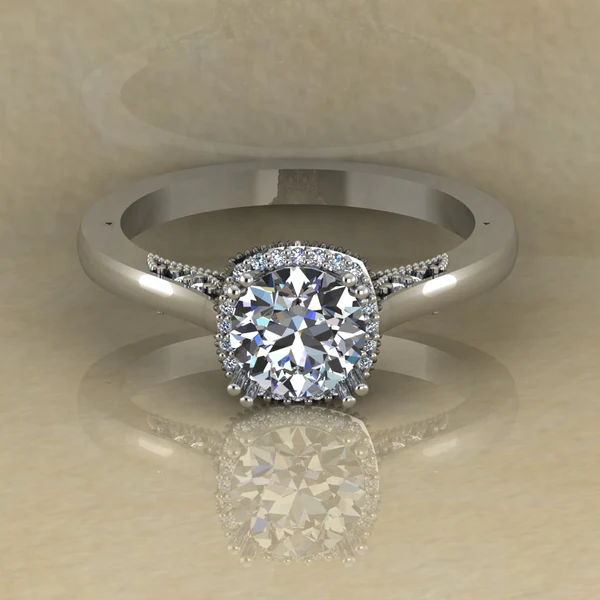 Round Cut Moissanite Halo Diamond Vintage Engagement Ring, Moissanite Wedding Ring, Silver Moissanite Diamond Women Ring, Proposal Gold Ring For Her