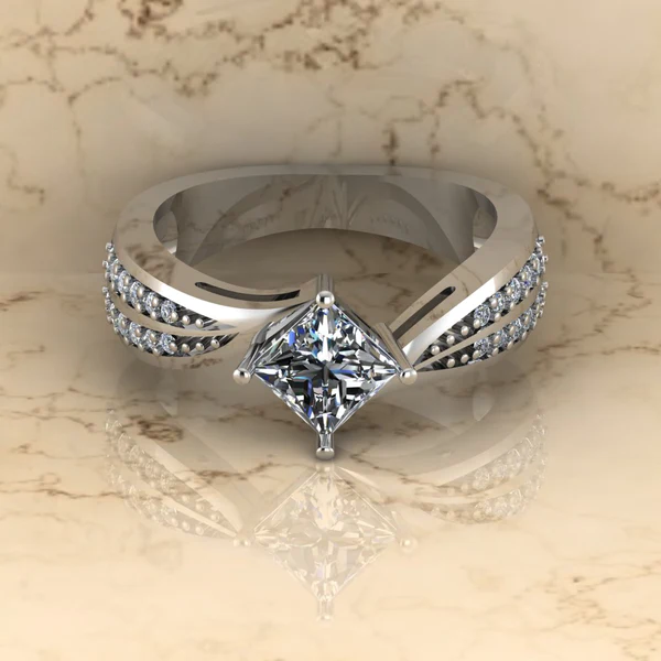 Princess Moissanite Solitaire Diamond Vintage Engagement Ring, Moissanite Wedding Ring, Silver Moissanite Diamond Women Ring, Proposal Gold Ring For Her