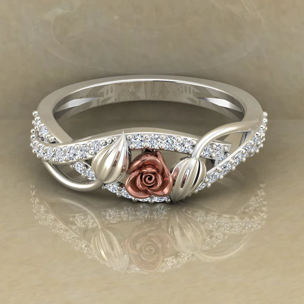 Round Moissanite Diamond Rose Shape Engagement Ring, Moissanite Diamond Engagement Ring, Sterling Silver Wedding Ring For Bridal, Solid Gold Anniversary Ring Gift For Her