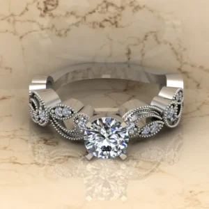 Round Moissanite Solitaire Diamond Vintage Engagement Ring, Moissanite Wedding Ring, Silver Moissanite Diamond Women Ring, Proposal Gold Ring For Her