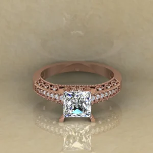 Princess Cut Moissanite Solitaire Diamond Vintage Engagement Ring, Moissanite Wedding Ring, Silver Moissanite Diamond Women Ring, Proposal Gold Ring For Her