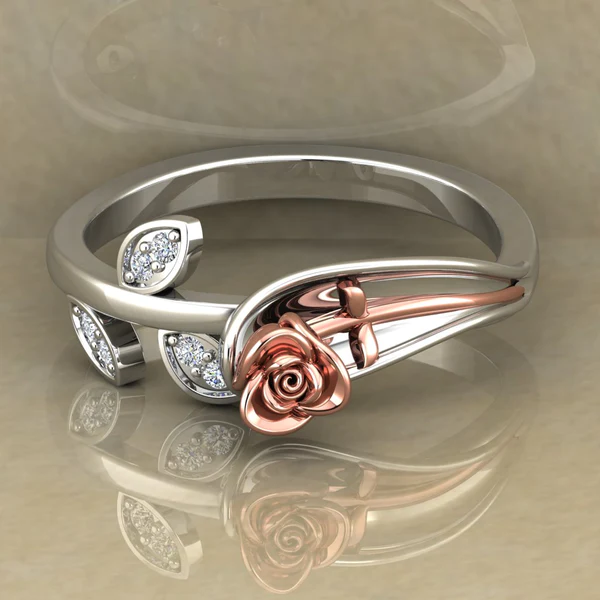 Round Moissanite Diamond Rose Shape Engagement Ring, Moissanite Diamond Engagement Ring, Sterling Silver Wedding Ring For Bridal, Solid Gold Anniversary Ring Gift For Her