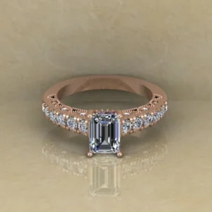 Emerald Cut Moissanite Solitaire Diamond Vintage Engagement Ring, Moissanite Wedding Ring, Silver Moissanite Diamond Women Ring, Proposal Gold Ring For Her