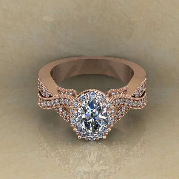 Oval Cut Moissanite Halo Diamond Vintage Engagement Ring, Moissanite Wedding Ring, Silver Moissanite Diamond Women Ring, Proposal Gold Ring For Her