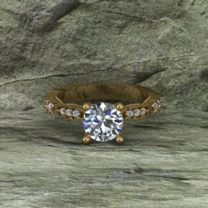 Round Cut Moissanite Solitaire Diamond Vintage Engagement Ring, Moissanite Wedding Ring, Silver Moissanite Diamond Women Ring, Proposal Gold Ring For Her