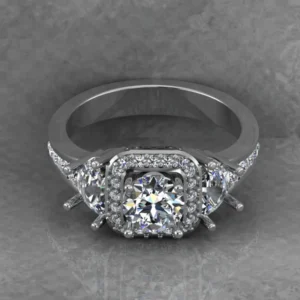 Round & Pear Moissanite Halo Diamond Vintage Engagement Ring, Moissanite Wedding Ring, Silver Moissanite Diamond Women Ring, Proposal Gold Ring For Her