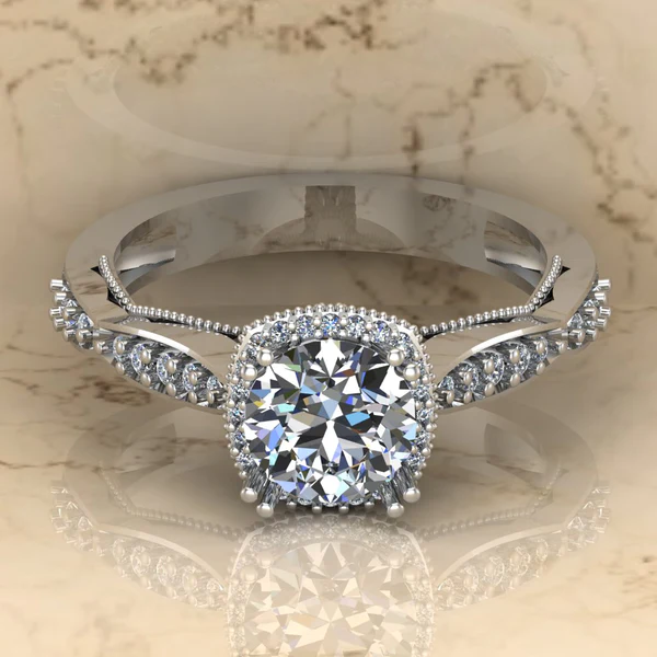 Round Moissanite Halo Diamond Vintage Engagement Ring, Moissanite Wedding Ring, Silver Moissanite Diamond Women Ring, Proposal Gold Ring For Her