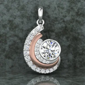 Round Diamond Sterling Silver Solitaire Women Pendant, Moissanite Diamond Pendant, Moissanite Women Pendant, Anniversary Gift Pendant, Engagement Gift Women Pendant