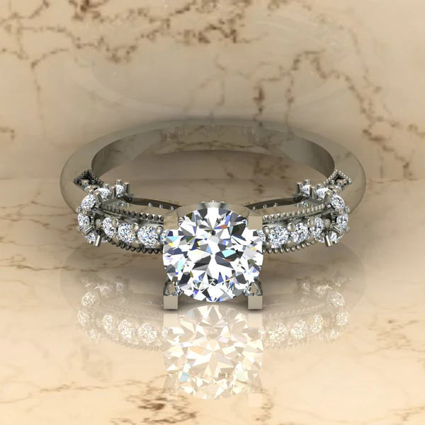 Round Moissanite Solitaire Diamond Vintage Engagement Ring, Moissanite Wedding Ring, Silver Moissanite Diamond Women Ring, Proposal Gold Ring For Her