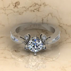 Round Moissanite Solitaire Diamond Vintage Engagement Ring, Moissanite Wedding Ring, Silver Moissanite Diamond Women Ring, Proposal Gold Ring For Her