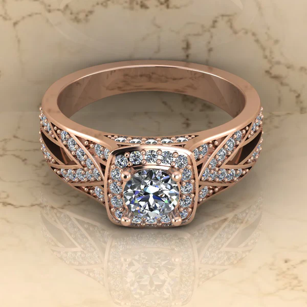 Round Cut Moissanite Halo Diamond Vintage Engagement Ring, Moissanite Wedding Ring, Silver Moissanite Diamond Women Ring, Proposal Gold Ring For Her