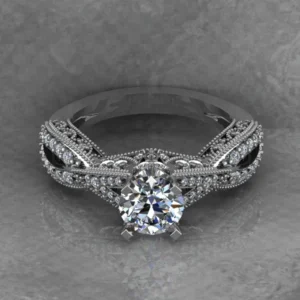 Round Cut Moissanite Solitaire Diamond Vintage Engagement Ring, Moissanite Wedding Ring, Silver Moissanite Diamond Women Ring, Proposal Gold Ring For Her