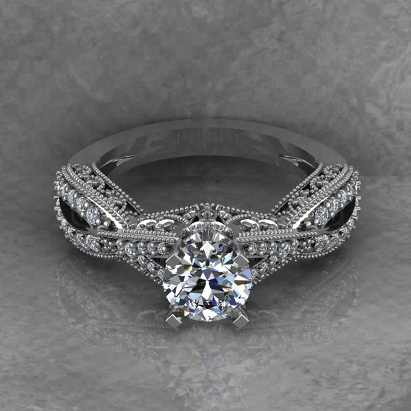 Round Cut Moissanite Solitaire Diamond Vintage Engagement Ring, Moissanite Wedding Ring, Silver Moissanite Diamond Women Ring, Proposal Gold Ring For Her