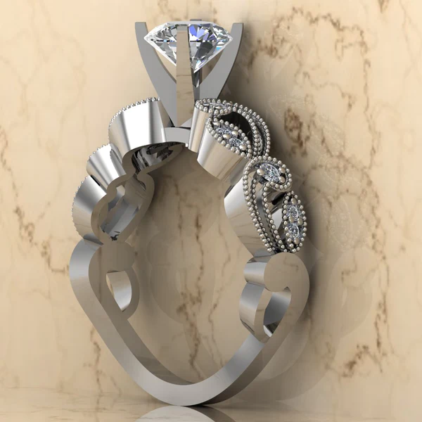 Round Moissanite Solitaire Diamond Vintage Engagement Ring, Moissanite Wedding Ring, Silver Moissanite Diamond Women Ring, Proposal Gold Ring For Her