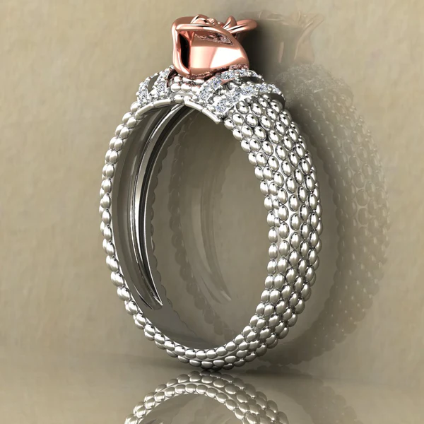 Round Moissanite Diamond Rose Shape Engagement Ring, Moissanite Diamond Engagement Ring, Sterling Silver Wedding Ring For Bridal, Solid Gold Anniversary Ring Gift For Her