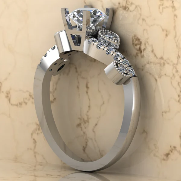 Round Moissanite Solitaire Diamond Vintage Engagement Ring, Moissanite Wedding Ring, Silver Moissanite Diamond Women Ring, Proposal Gold Ring For Her