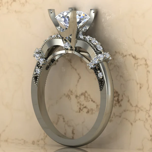 Round Moissanite Solitaire Diamond Vintage Engagement Ring, Moissanite Wedding Ring, Silver Moissanite Diamond Women Ring, Proposal Gold Ring For Her