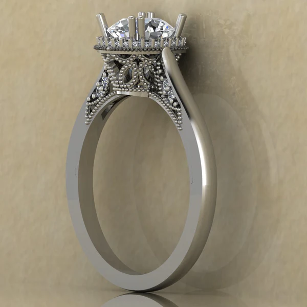 Round Cut Moissanite Halo Diamond Vintage Engagement Ring, Moissanite Wedding Ring, Silver Moissanite Diamond Women Ring, Proposal Gold Ring For Her