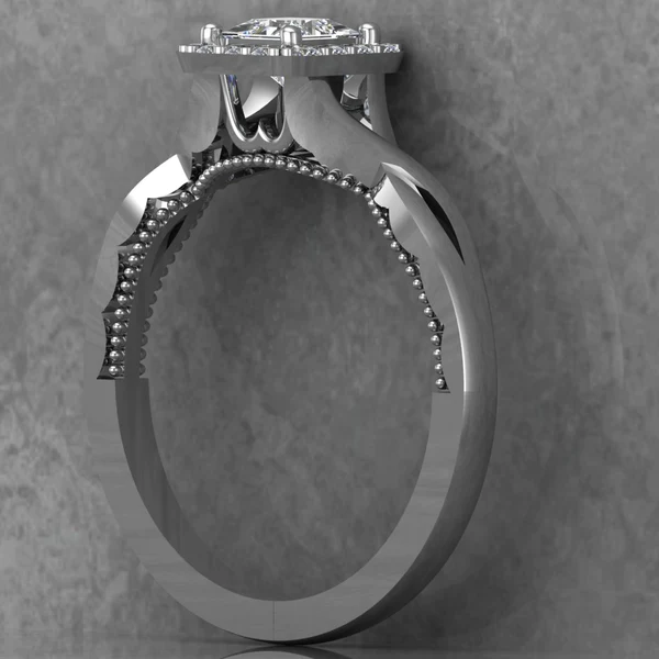 Princess Cut Moissanite Halo Diamond Vintage Engagement Ring, Moissanite Wedding Ring, Silver Moissanite Diamond Women Ring, Proposal Gold Ring For Her