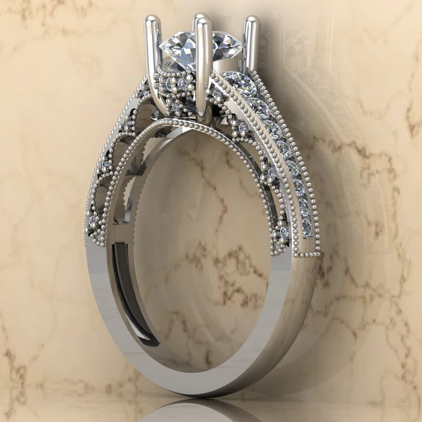 Round Moissanite Solitaire Diamond Vintage Engagement Ring, Moissanite Wedding Ring, Silver Moissanite Diamond Women Ring, Proposal Gold Ring For Her