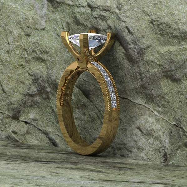 Princess Cut Moissanite Solitaire Diamond Vintage Engagement Ring, Moissanite Wedding Ring, Silver Moissanite Diamond Women Ring, Proposal Gold Ring For Her