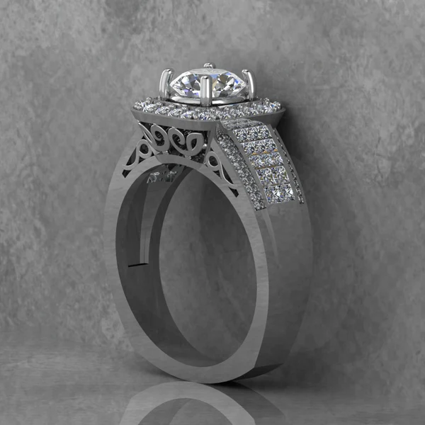 Round Moissanite Halo Diamond Vintage Engagement Ring, Moissanite Wedding Ring, Silver Moissanite Diamond Women Ring, Proposal Gold Ring For Her