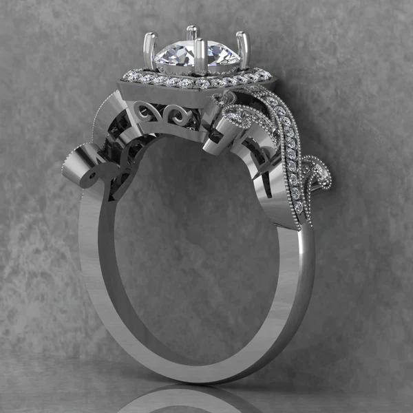 Round Moissanite Halo Diamond Vintage Engagement Ring, Moissanite Wedding Ring, Silver Moissanite Diamond Women Ring, Proposal Gold Ring For Her